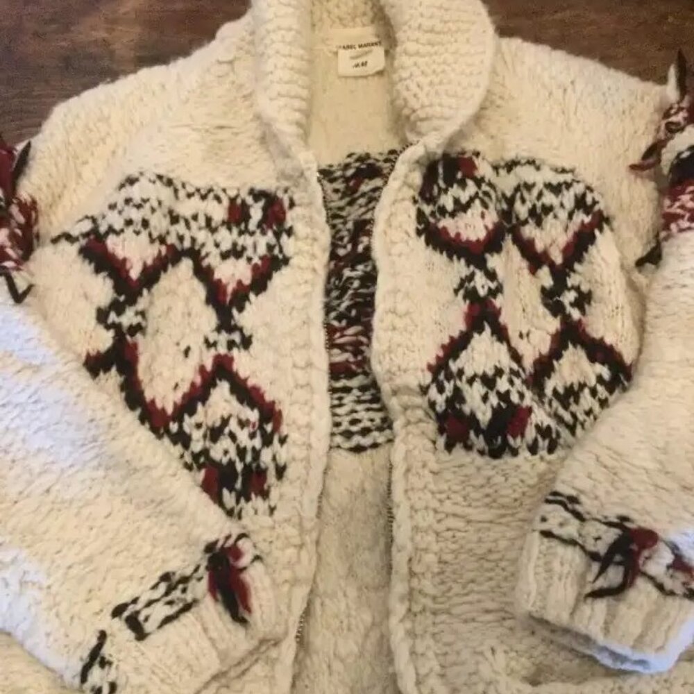 RARE! Isabel Marant pour H&M Native zip-up wool knit cardigan